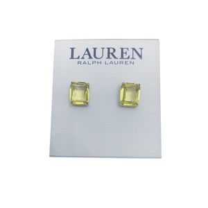 Emerald Cut Yellow Stone Stud Earrings